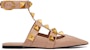 (W) Valentino Garavani Roman Stud Kulit Anak Lembu Ballet Flat Beige VW0S0BY5ZWMGF9
