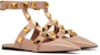 (W) Valentino Garavani Roman Stud Kulit Anak Lembu Ballet Flat Beige VW0S0BY5ZWMGF9