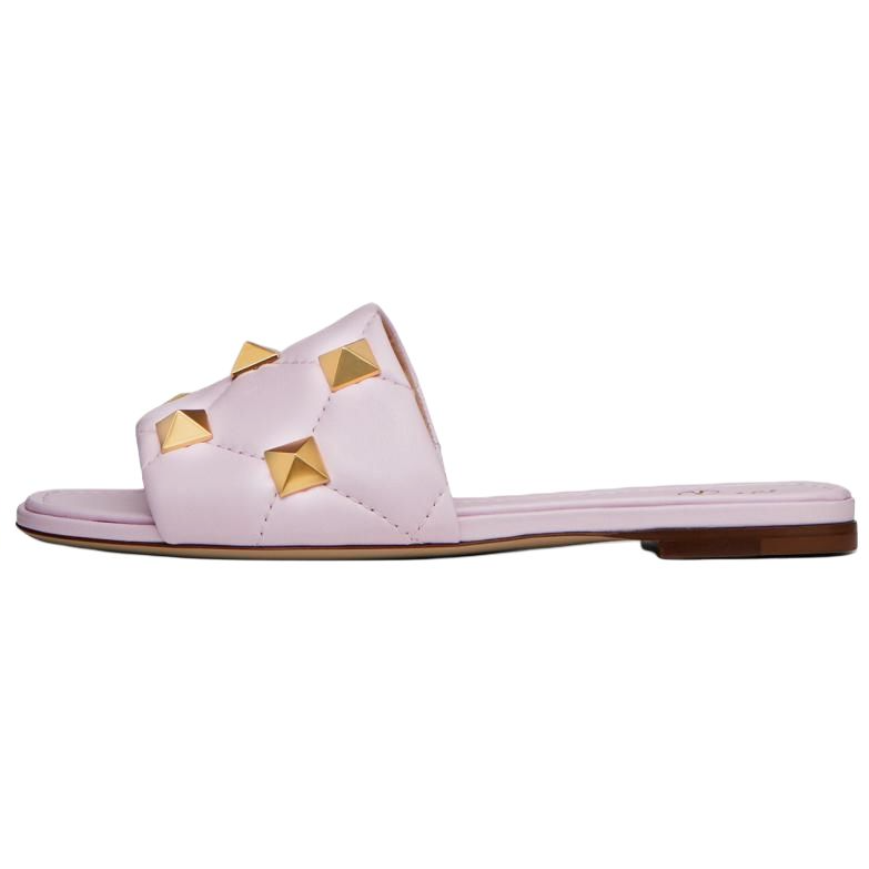 (W) Valentino Roman Stud Flat Sandals 'Pink'