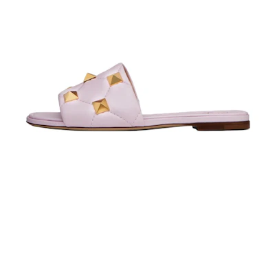 (W) Valentino Roman Stud Flat Sandals 'Pink'