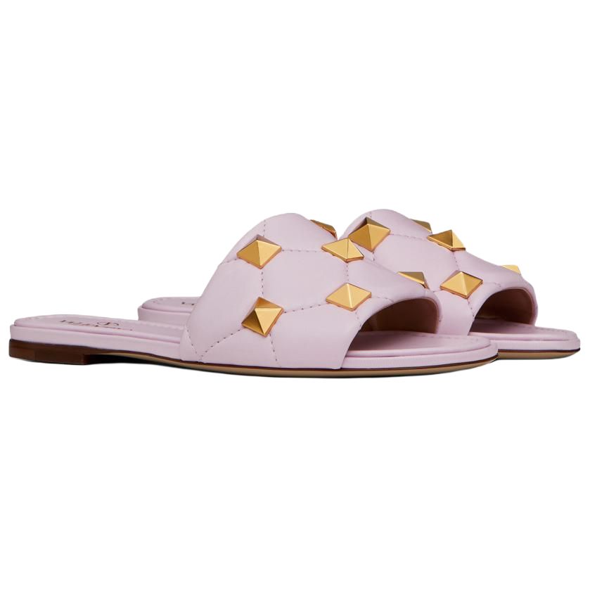 (W) Valentino Roman Stud Flat Sandals 'Pink' 圖 3