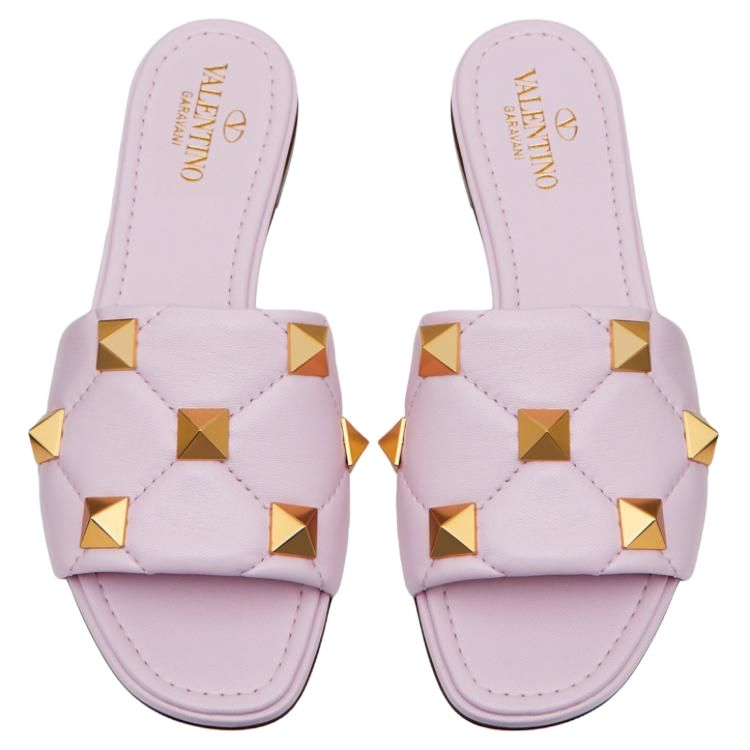 (W) Valentino Roman Stud Flat Sandals 'Pink' 圖 4