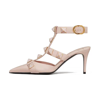 (W) Valentino Roman Stud 'Pink Buckle'