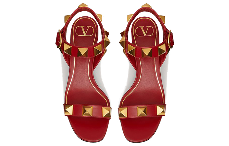 (W) Valentino Roman Stud 'Red Buckle Block Heel' 圖 3