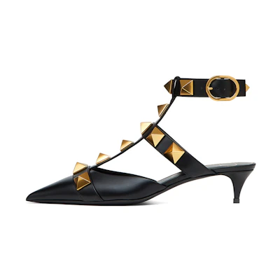 (W) Valentino Roman Stud Calfskin High Heels 'Black'