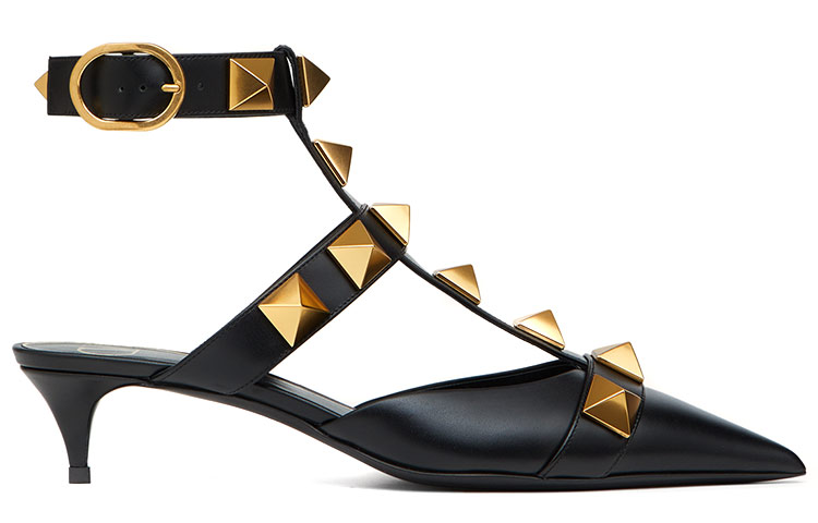 (W) Valentino Roman Stud Calfskin High Heels 'Black' 圖 2