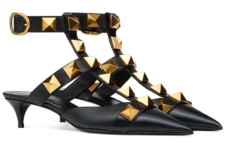 (W) Valentino Roman Stud Calfskin High Heels 'Black' 圖 3