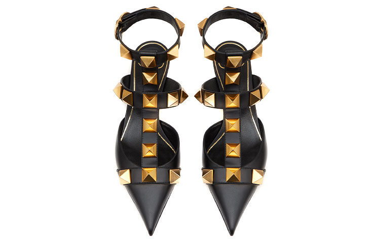 (W) Valentino Roman Stud Calfskin High Heels 'Black' 圖 4