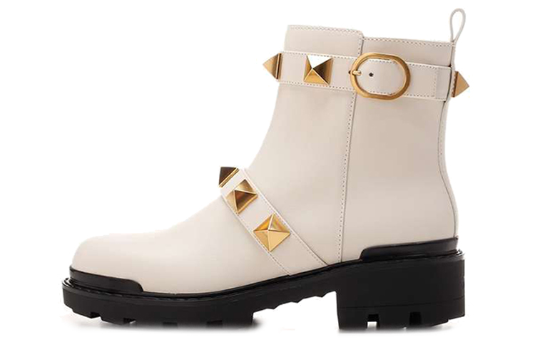 (Women) Valentino Roman Stud Combat Boot 'Ivory' WW0S0DC9NKDI16