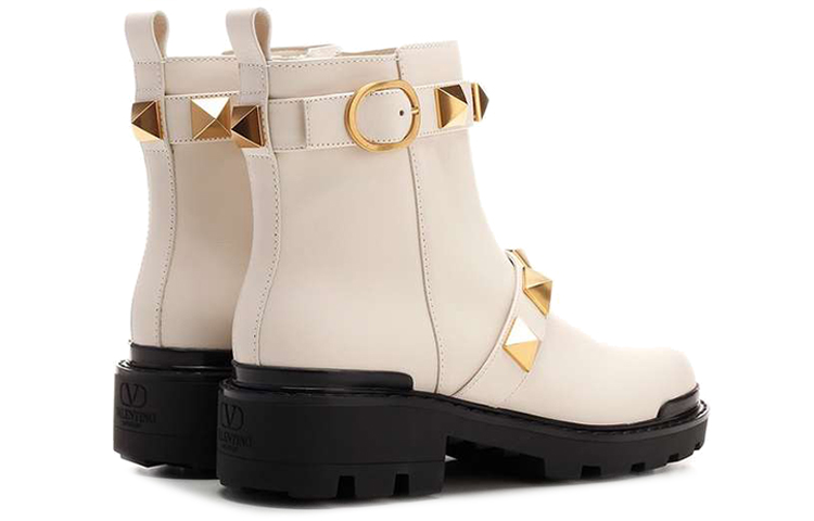 Shop Valentino 華倫天奴 皮革時尚短靴 女款 白色