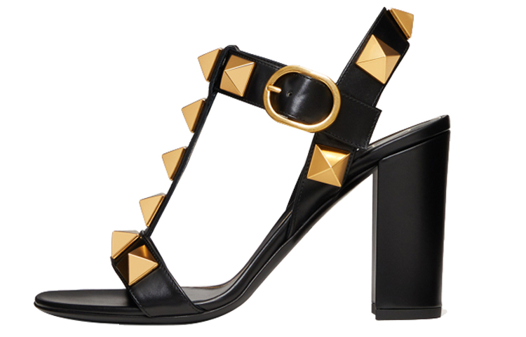 (Women) Valentino Roman Stud Fashion Sandal 'Black Studded High-Heeled' WW2S0CR1ZWM0NO
