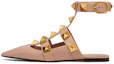 Buy 華倫天奴 Valentino 鉚釘牛皮平底涼鞋 女款 淺粉色