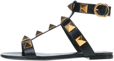 (Women) Valentino Roman Stud Flat Calfskin Sandals 'Black' WW2S0BU8ZWM0NO (Women) Valentino Roman Stud Flat Calfskin Sandals 'Black' WW2S0BU8ZWM0NO