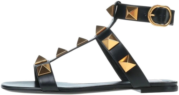 (Women) Valentino Roman Stud Flat Calfskin Sandals 'Black' WW2S0BU8ZWM0NO Buy (Women) Valentino Roman Stud Flat Calfskin Sandals 'Black' WW2S0BU8ZWM0NO