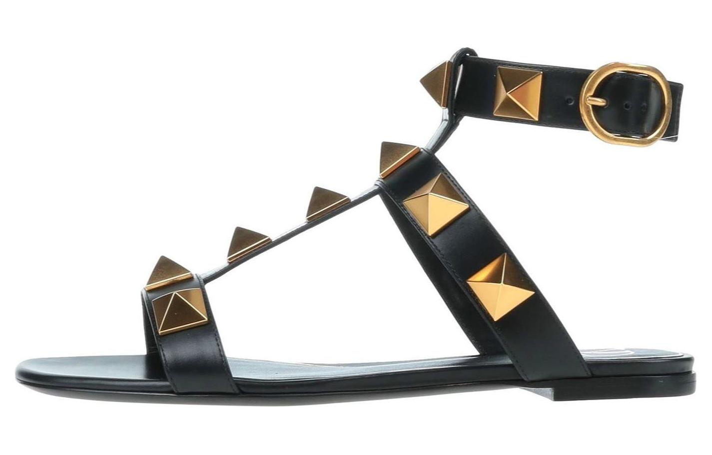 Buy (W) Sandali Valentino Roman Stud in Pelle di Vitello Nera WW2S0BU8ZWM0NO