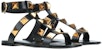 (W) Sandal Valentino Roman Stud Flat Calfskin 'Hitam' WW2S0BU8ZWM0NO