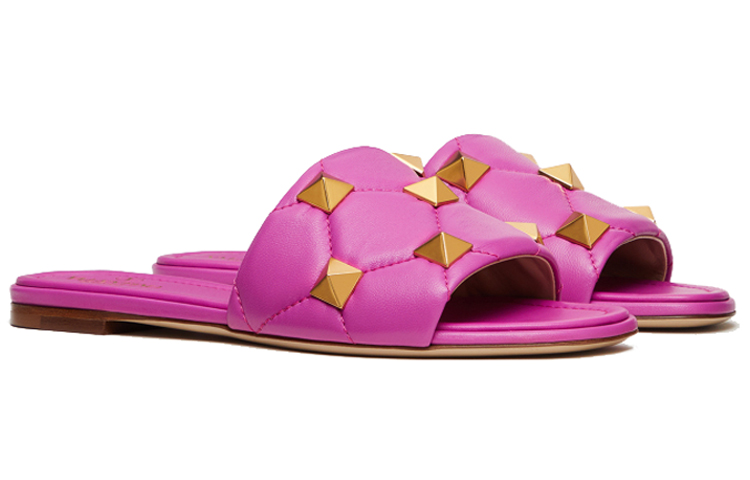 Order (W) Valentino Roman Stud Sandal Flat 'Pink' VW2S0BK4ZCG55U