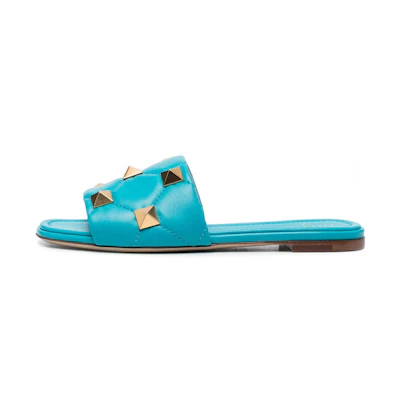 (W) Valentino Roman Stud Flat Sneaker 'Blue'