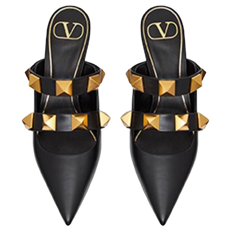 Shop 華倫天奴 Roman Stud 小牛皮高跟鞋 女款 黑色