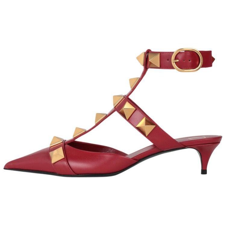 (W) Valentino Roman Stud High Heel 'Red'