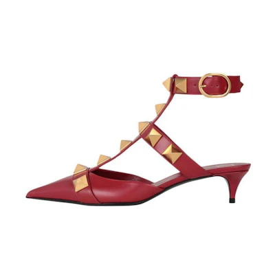 (W) Valentino Roman Stud High Heel 'Red'