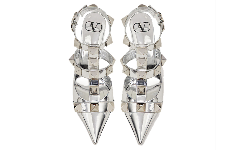 (W) Valentino Roman Stud High Heel 'Silver Buckle Studded' 圖 3