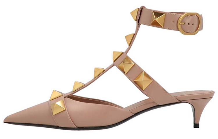 Buy (W) Valentino Roman Stud Sepatu Kulit Hak Sedang 'Coklat Muda' XW2S0CB3ZWMGF9