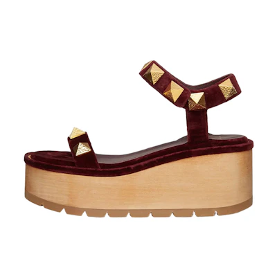 (W) Valentino Roman Stud Sandal 'Burgundy'