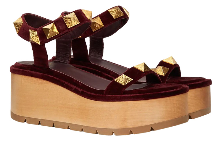 (W) Valentino Roman Stud Sandal 'Burgundy' 圖 3