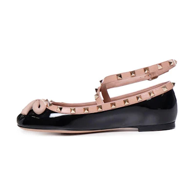 (W) Valentino Round Toe Buckle Loafer 'Black Sheepskin'