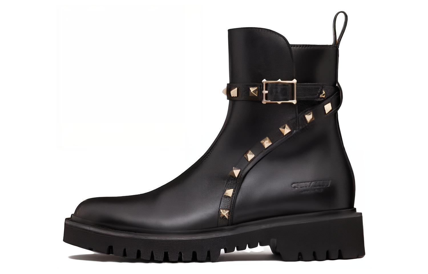 (Women) Valentino Round Toe Slip-On Leather Booties 4cm 'Black Comfort' 3W0S0HY8AWE0NO