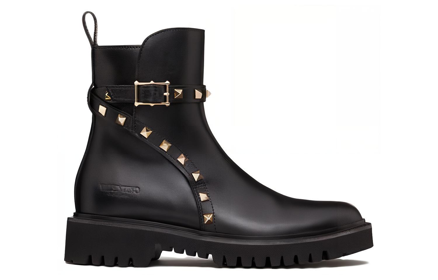 Order (W) Valentino Sepatu Boot Kulit Slip-On Hak 4cm 'Black Comfort' 3W0S0HY8AWE0NO