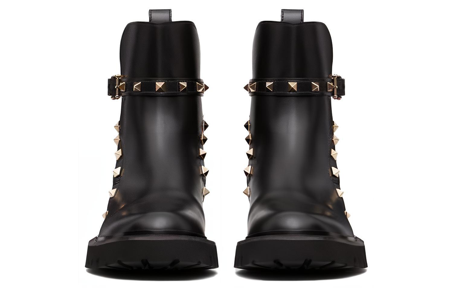 Shop (W) Valentino Sepatu Boot Kulit Slip-On Hak 4cm 'Black Comfort' 3W0S0HY8AWE0NO