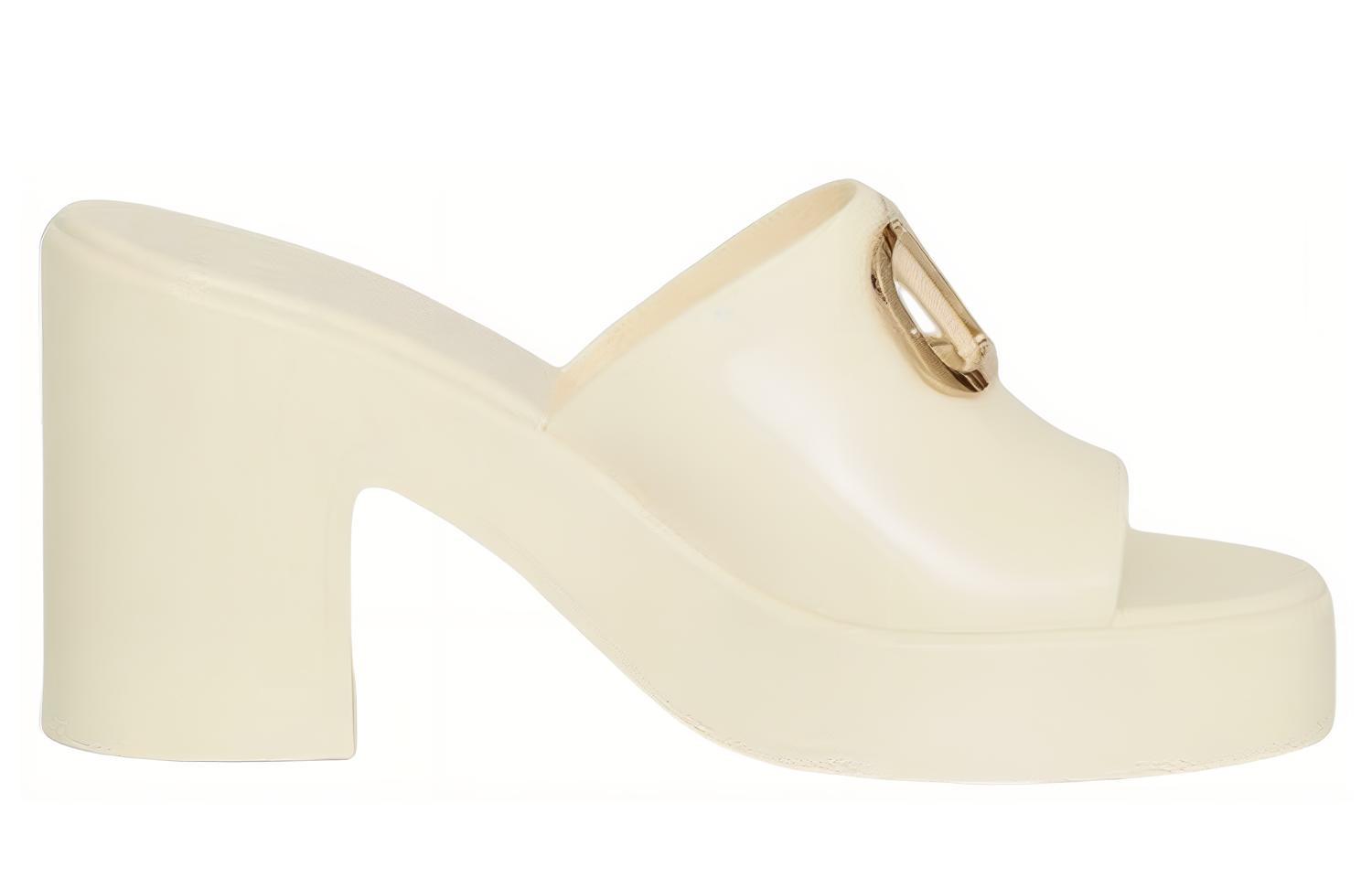 Order (Women) Valentino Rubber Logo Block Heel Slide 'White Fashion' 2W2S0FU8WFU098