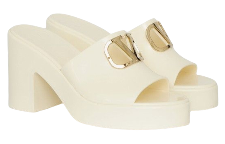 Lookbook (Women) Valentino Rubber Logo Block Heel Slide 'White Fashion' 2W2S0FU8WFU098