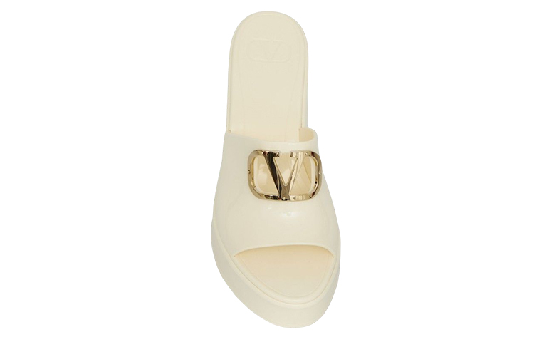 Shop (Women) Valentino Rubber Logo Block Heel Slide 'White Fashion' 2W2S0FU8WFU098