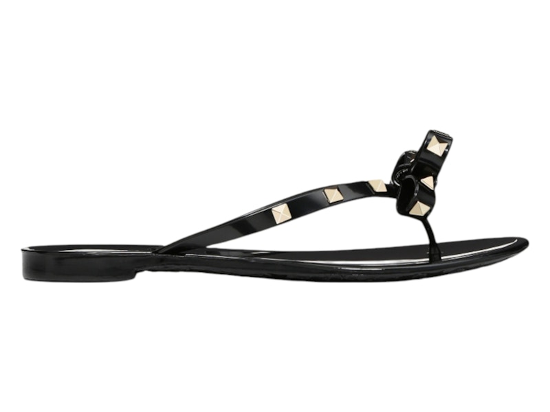 (Women) Valentino Rubber Rockstud Thong Sandals Black ZW2S0552PVS0NO