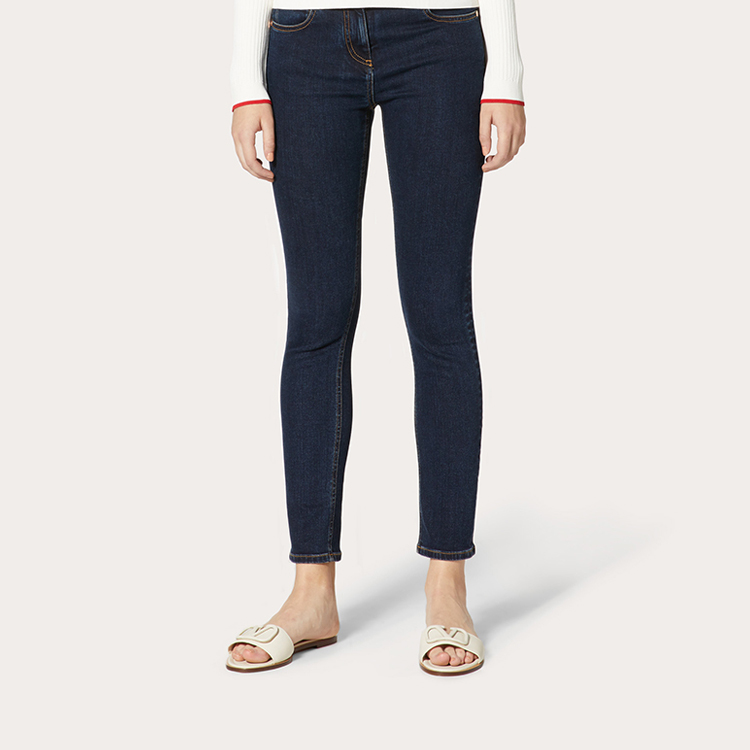 Shop (W) Valentino 女士修身拉鍊牛仔褲 藍色長褲 TB3DD09F55A854