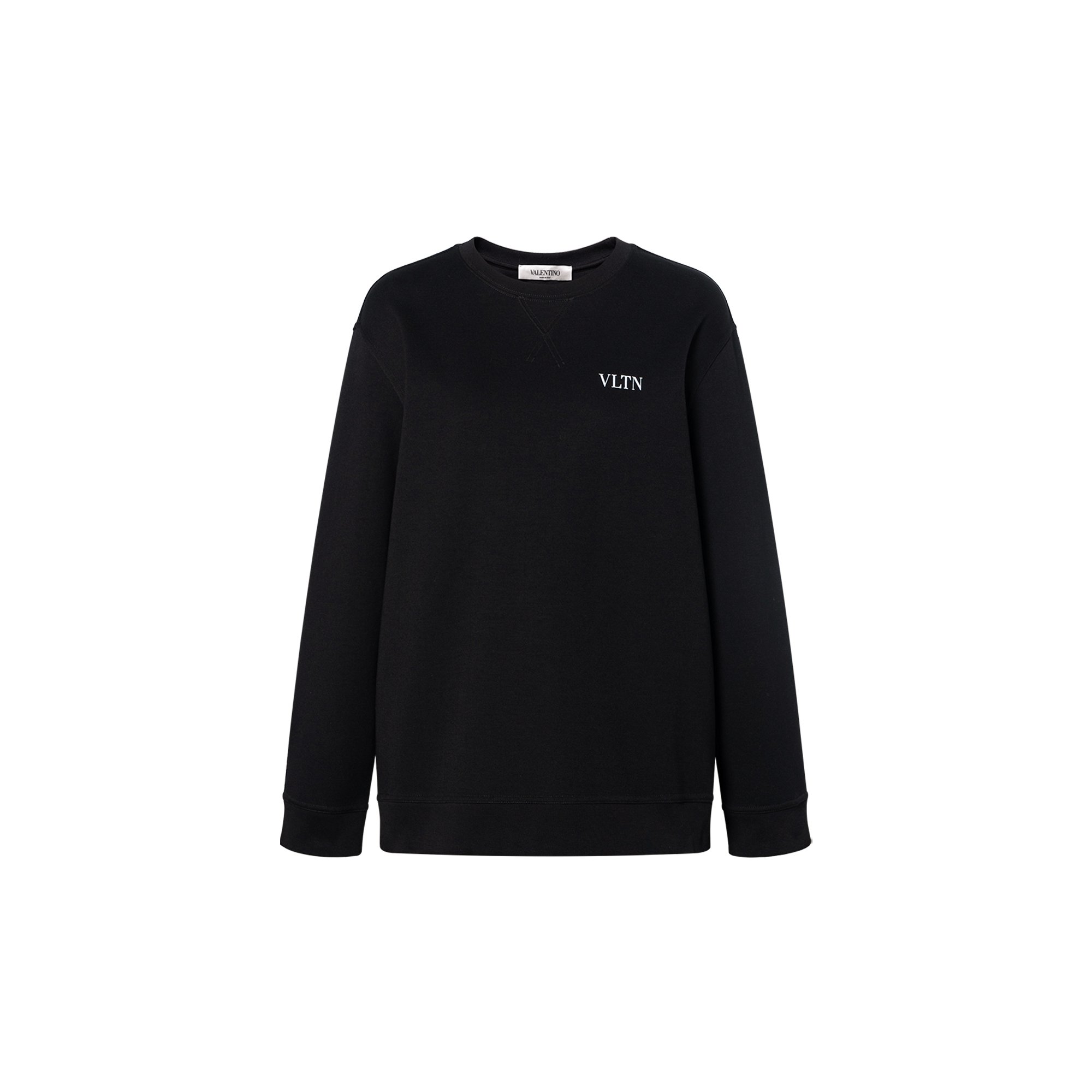 (Women) Valentino SS21 Black Casual Pullover Sweatshirt with Minimal Logo. UB3MF06F5TY0NI
