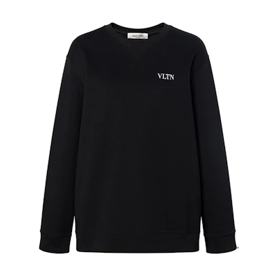 (Women) Valentino SS21 Black Casual Pullover Sweatshirt with Minimal Logo. UB3MF06F5TY0NI