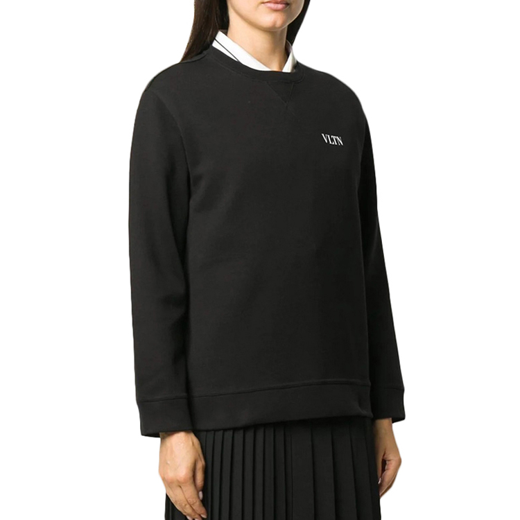 Lookbook (W) Sudadera Negra Casual Valentino SS21 con Logo Minimal. UB3MF06F5TY0NI