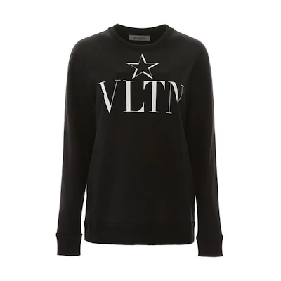 (Women) Valentino SS21 Black Crewneck Pullover Long Sleeve Sweatshirt. TB3MF05C5B30N1