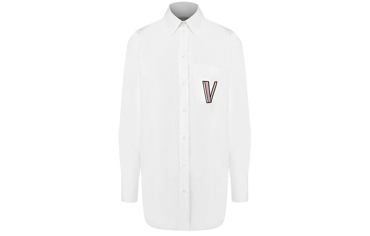 (Women) Valentino SS21 White Casual Long Sleeve Shirt. TB3AB16N1M10B0