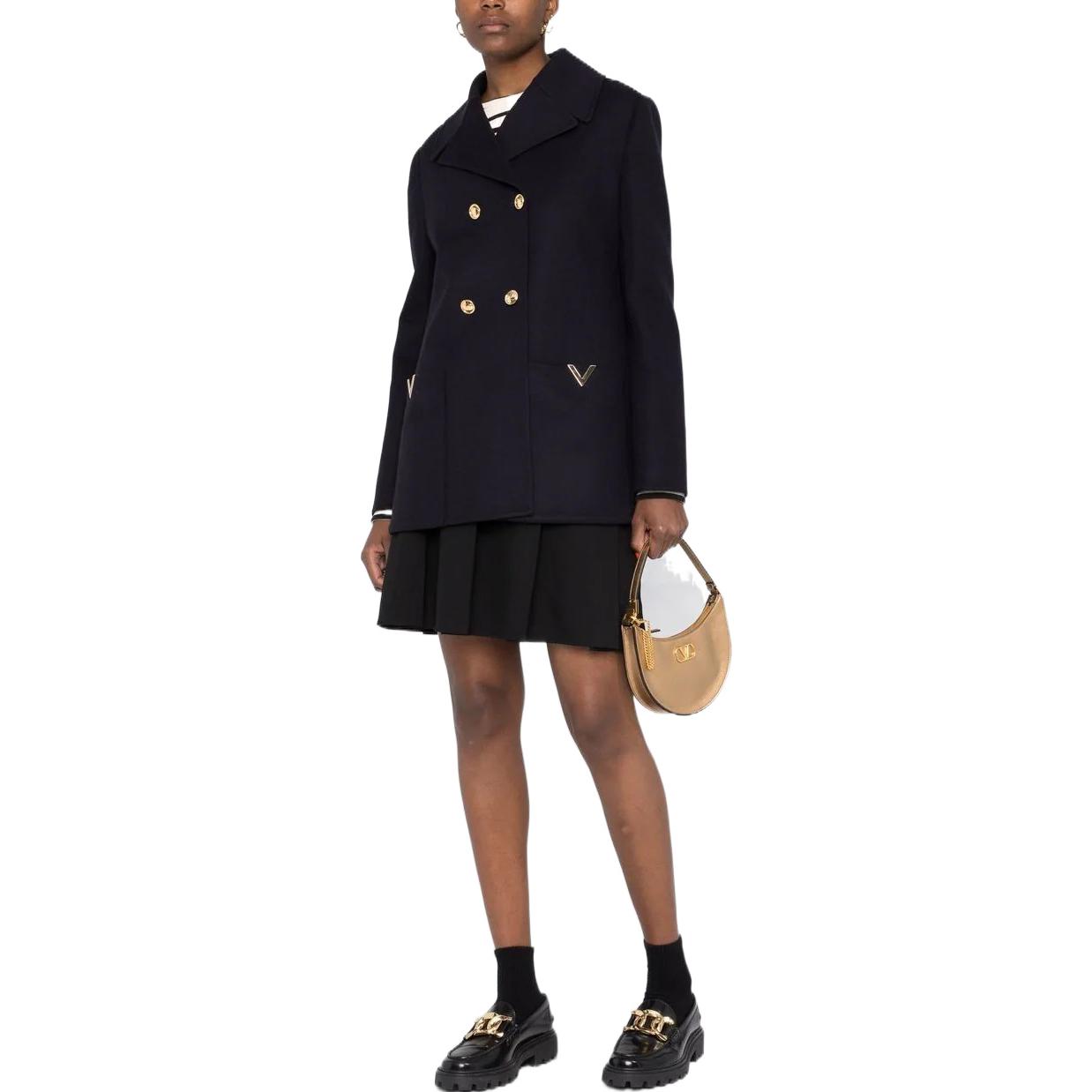 Purchase (W) Valentino SS22 Jaket Blazer Kasual Logo Hitam Double-Breasted. BCJ2S56JA598