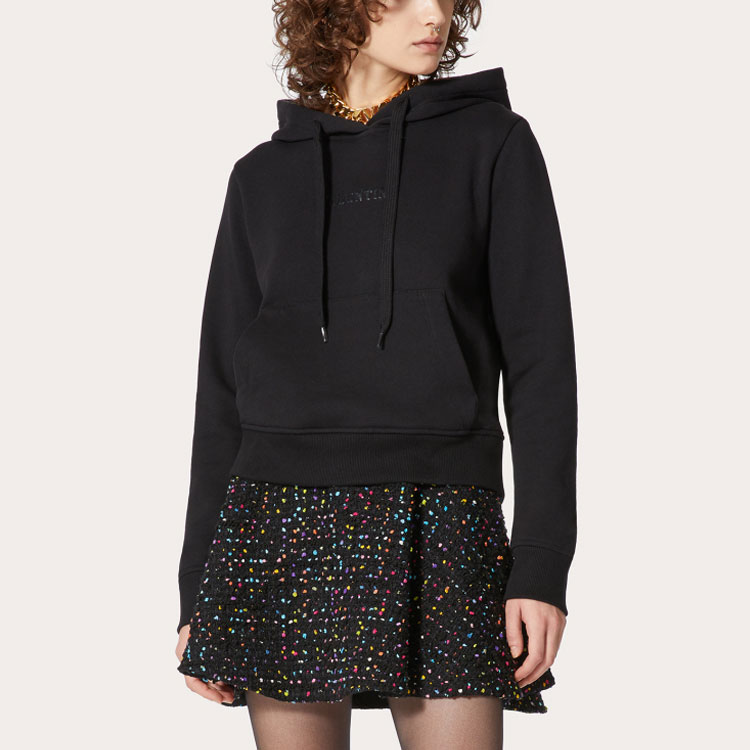 Shop (W) Valentino SS22 Hoodie Rajut Hitam Pullover XB3MF16C71R0NO