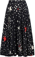 (Women) Valentino SS22 Black Star Print Pleated Midi Skirt TB3RA5K354YK92 (Women) Valentino SS22 Black Star Print Pleated Midi Skirt TB3RA5K354YK92