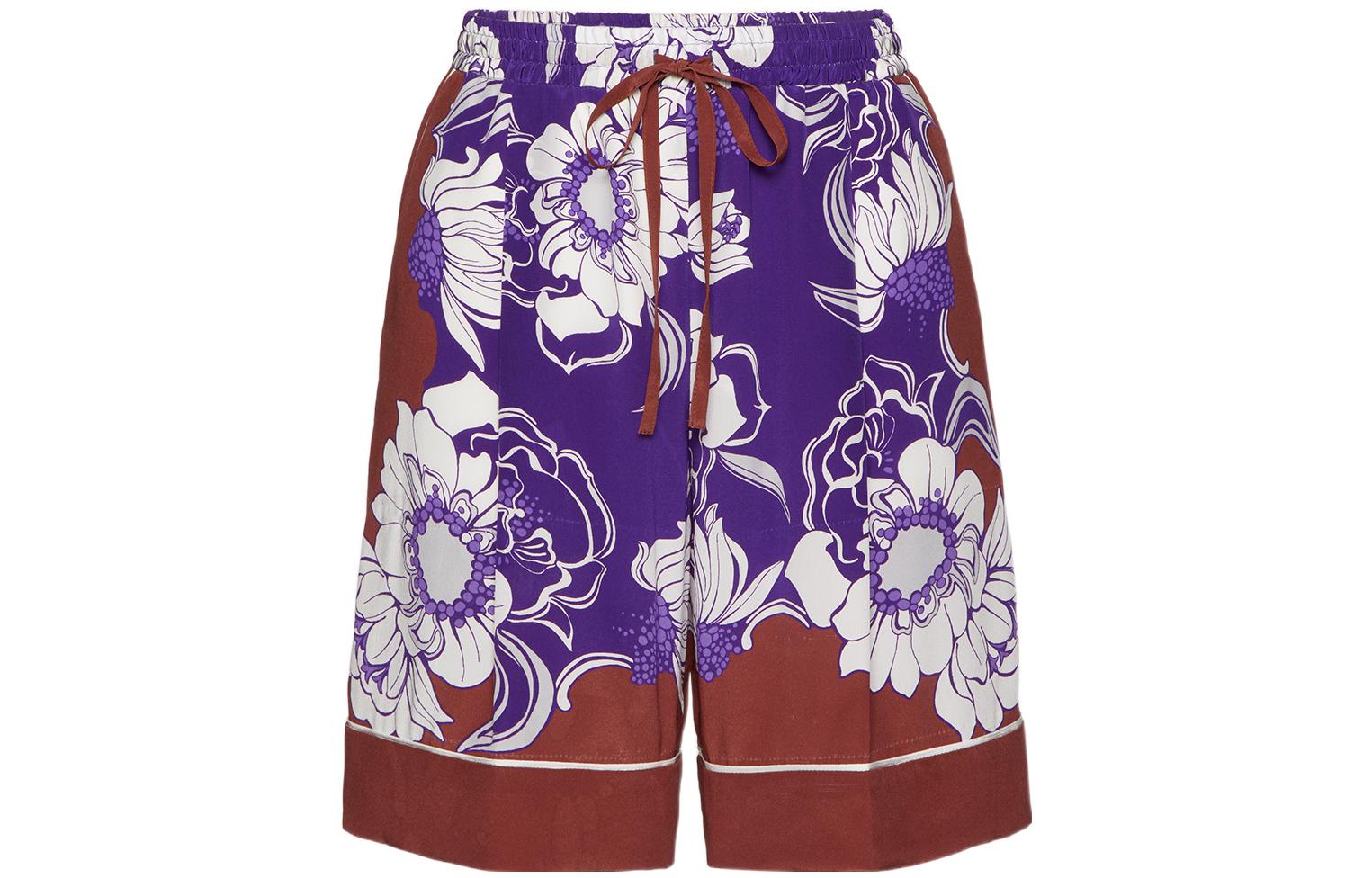 (Women) Valentino SS22  Crepe Floral Bermuda Shorts Purple. XB0RD0E6776PNJ