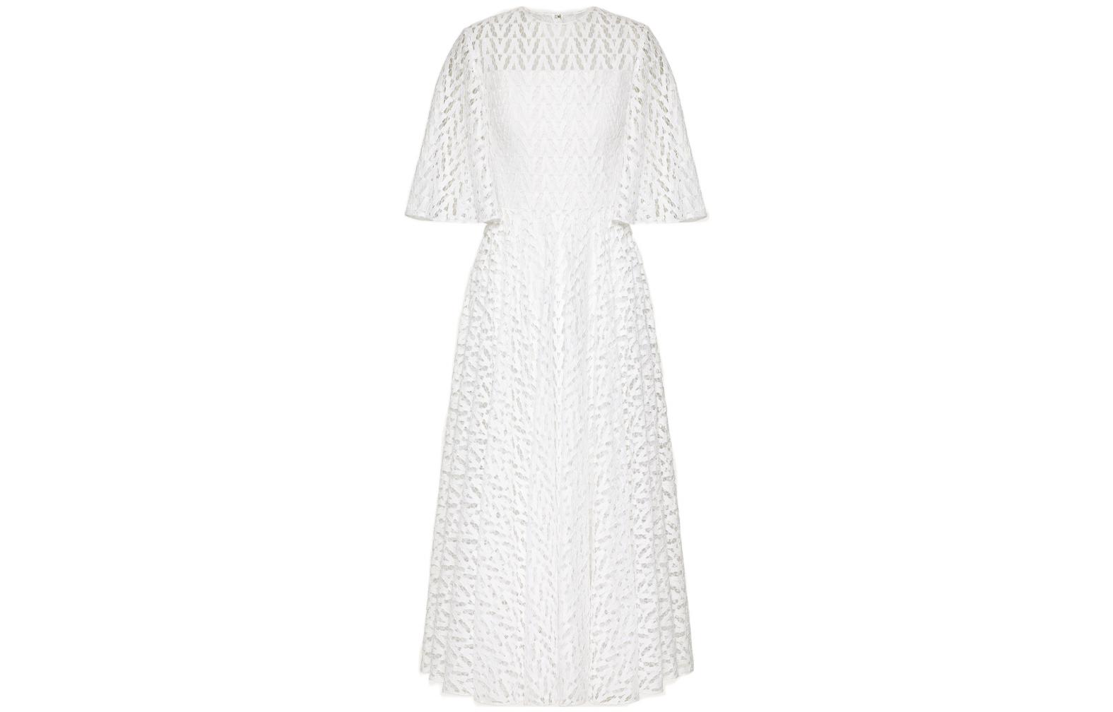 Order (W) Valentino SS22 光学蕾丝短袖中长连衣裙 白色 XB3VAYE56W1001