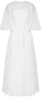 Order (Women) Valentino SS22 Optical Lace Short-Sleeve Midi Dress White XB3VAYE56W1001