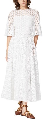 (W) Valentino SS22 光学蕾丝短袖中长连衣裙 白色 XB3VAYE56W1001 Lookbook (W) Valentino SS22 光学蕾丝短袖中长连衣裙 白色 XB3VAYE56W1001